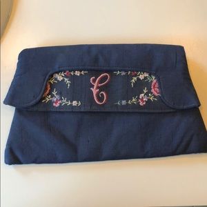 Antique Navy grosgrain clutch